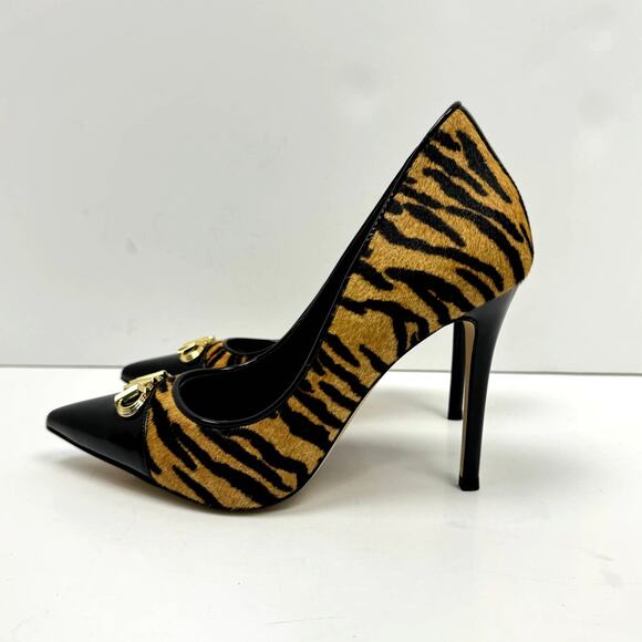 NEW MICHAEL Michael Kors Parker Tiger Print Calf Hair and Leather High Heel Pump - Picture 6 of 13